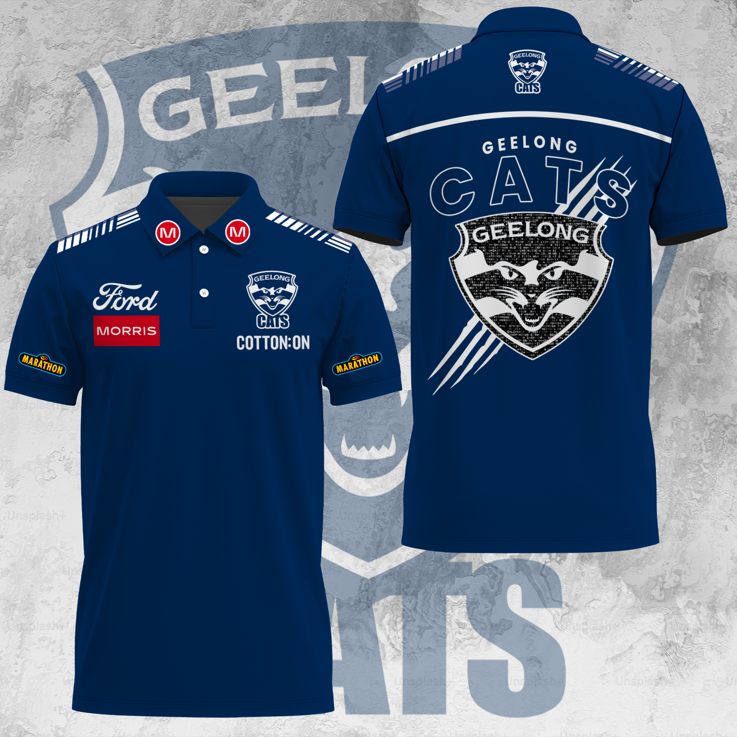 Geelong Football Club AFL 2025 Cats One In Hoops Limited Edition Polo Shirt TM V35