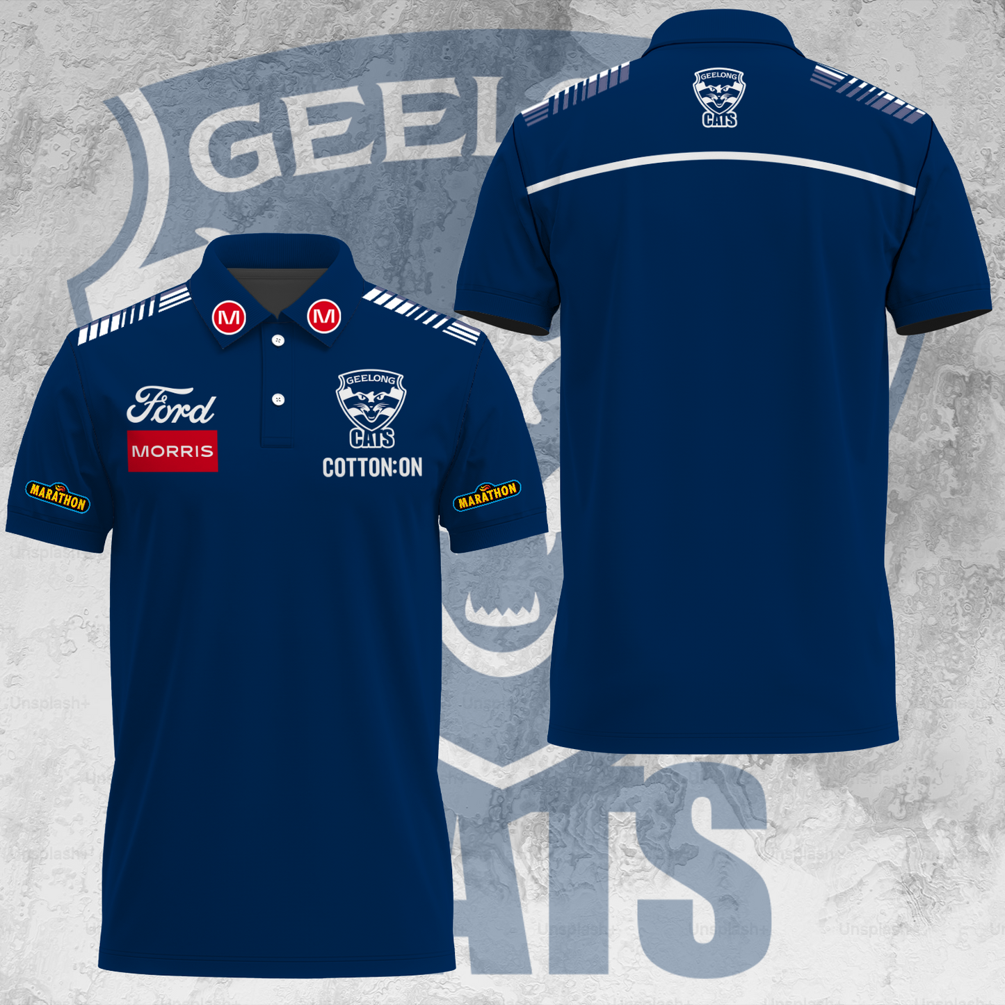 Geelong Football Club AFL 2025 Cats One In Hoops Limited Edition Polo Shirt TM V37