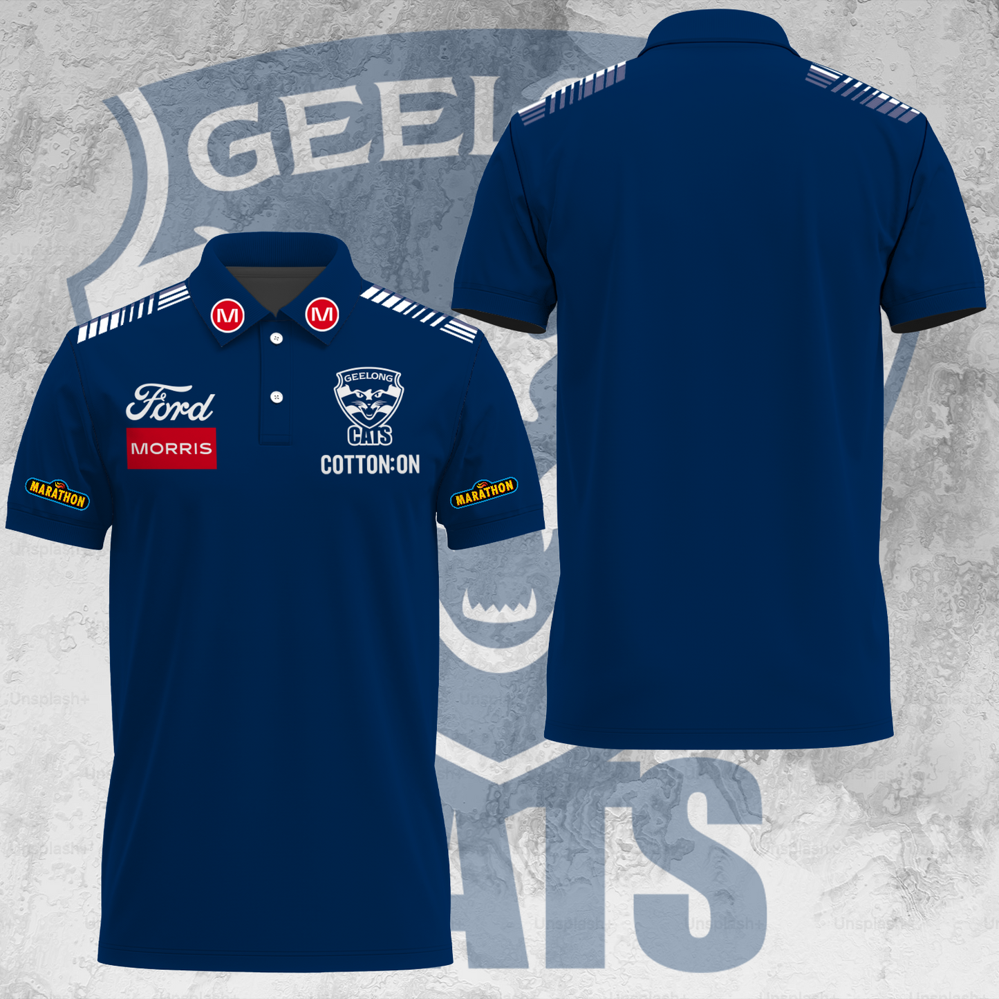 Geelong Football Club AFL 2025 Cats One In Hoops Limited Edition Polo Shirt TM V38
