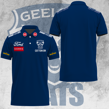 Geelong Football Club AFL 2025 Cats One In Hoops Limited Edition Polo Shirt TM V38