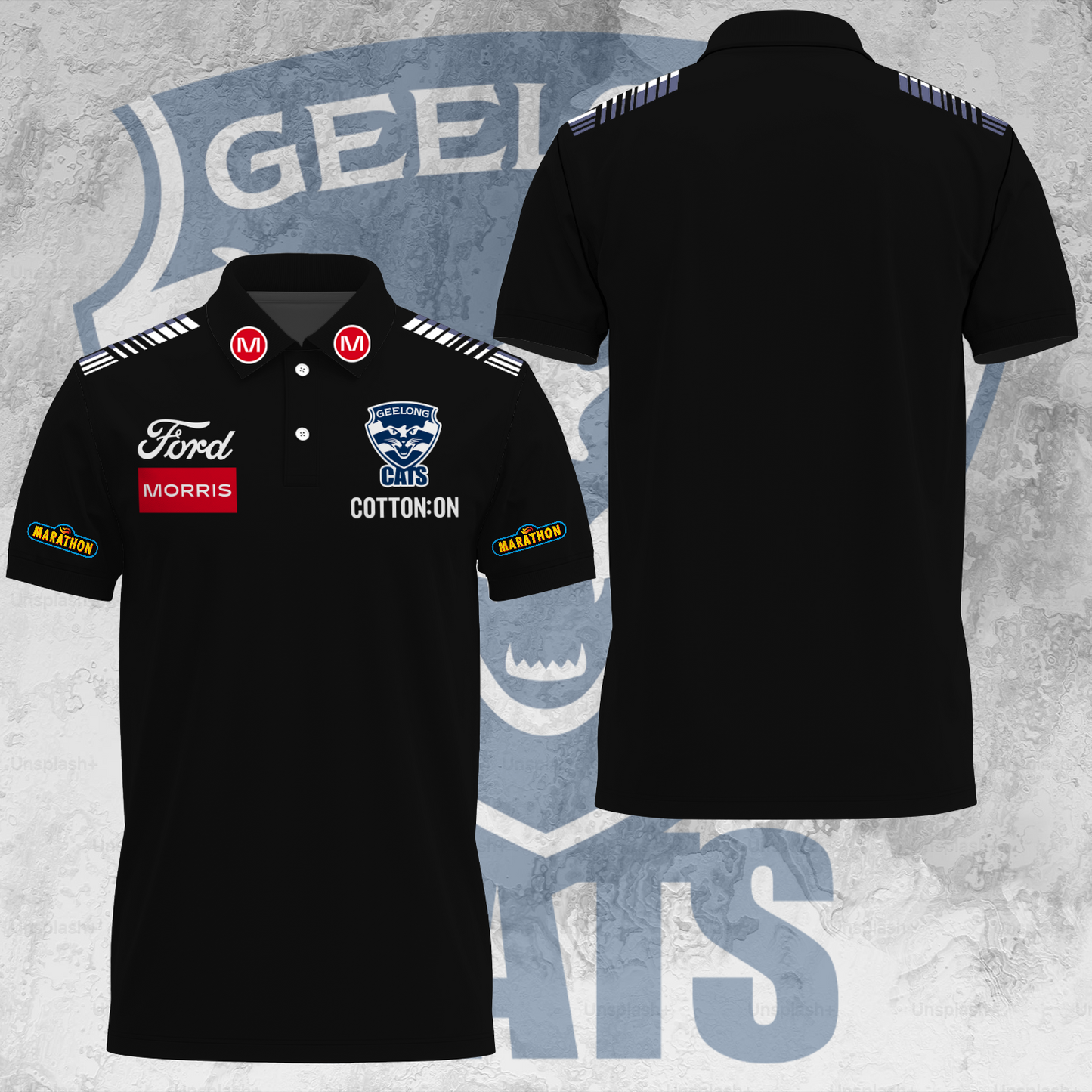 Geelong Football Club AFL 2025 Cats One In Hoops Limited Edition Polo Shirt TM V39