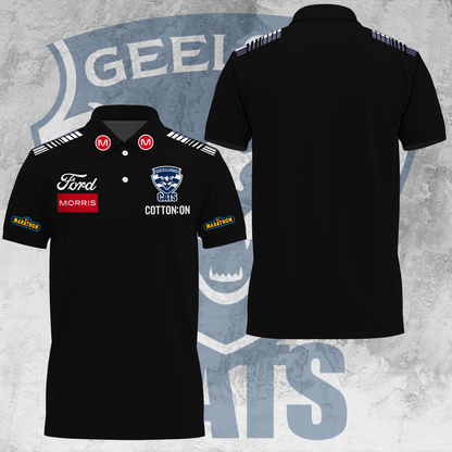 Geelong Football Club AFL 2025 Cats One In Hoops Limited Edition Polo Shirt TM V39