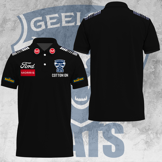 Geelong Football Club AFL 2025 Cats One In Hoops Limited Edition Polo Shirt TM V39
