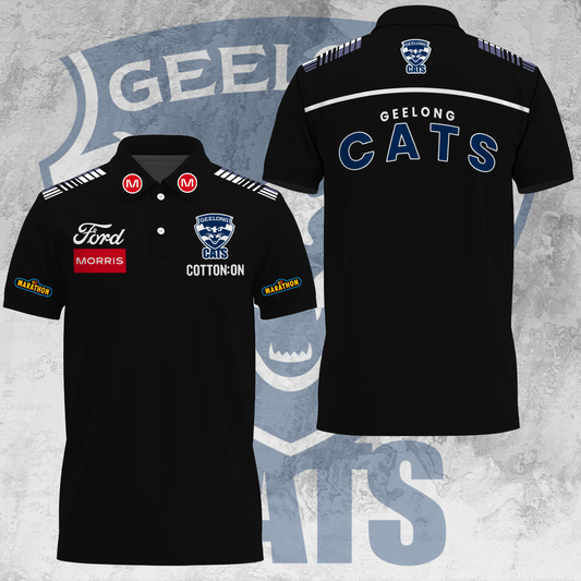 Geelong Football Club AFL 2025 Cats One In Hoops Limited Edition Polo Shirt TM V41