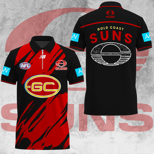 Gold Coast Suns AFL 2025 Limited Edition Zip Polo Shirt TM V1