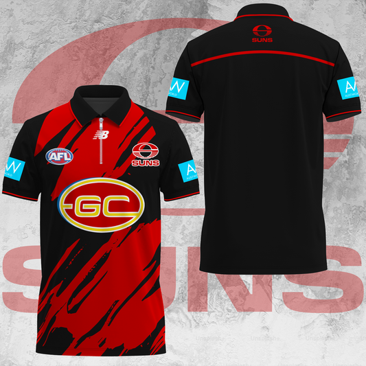 Gold Coast Suns AFL 2025 Limited Edition Zip Polo Shirt TM V2