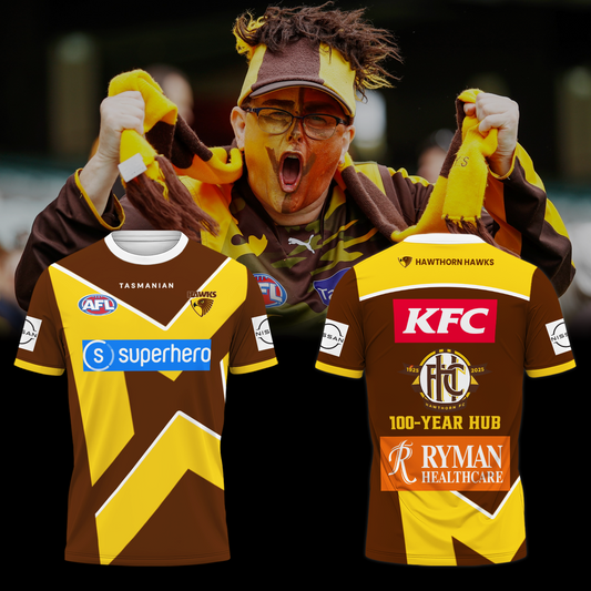 Hawthorn Football Club AFL 100 Year Hub Limited Edition T-Shirt TM - You will save more when you buy the clothes and hat combo V5