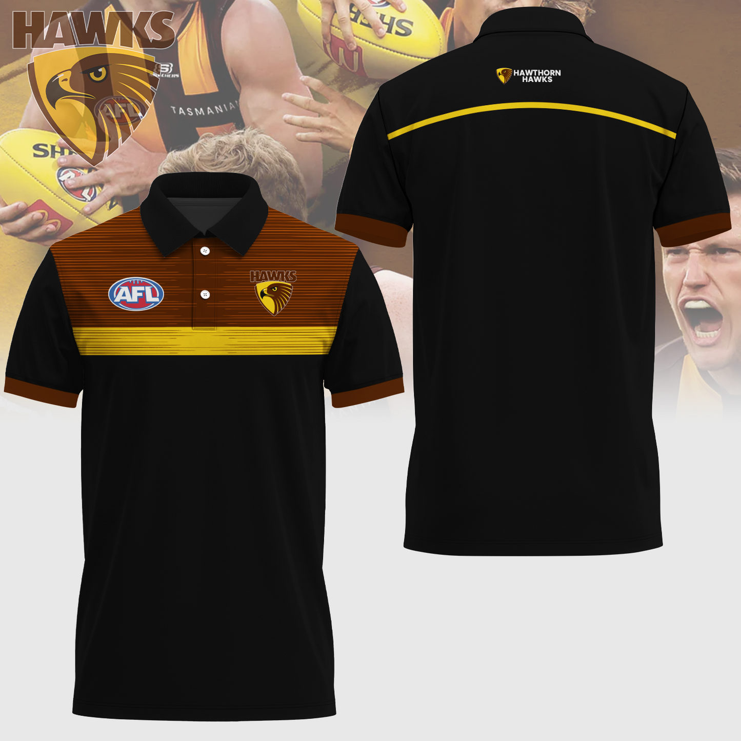 Hawthorn Football Club AFL Limited Edition Polo Shirt TM - Super Savings When Buying Combo V2
