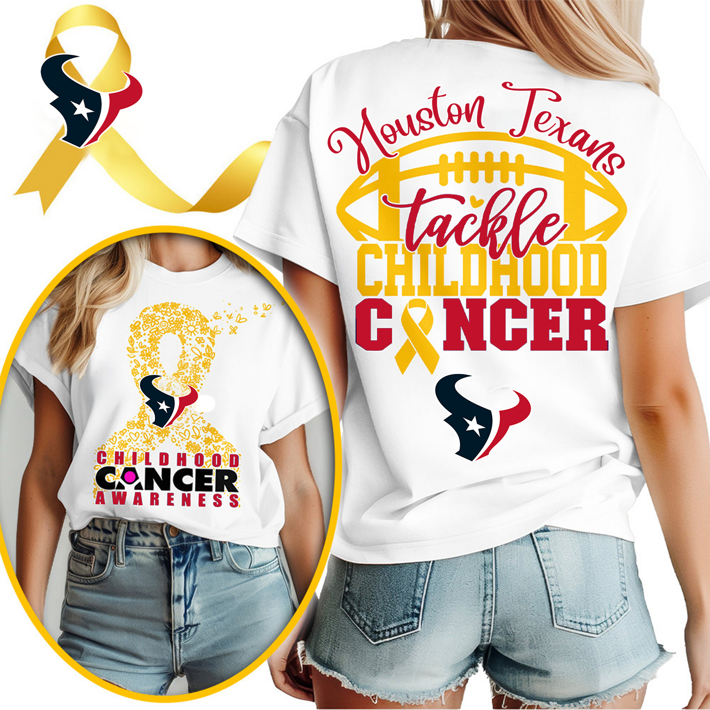 HOU X NFL Premium Childhood Cancer Awareness Month 3D Shirt DatND ThuongNH