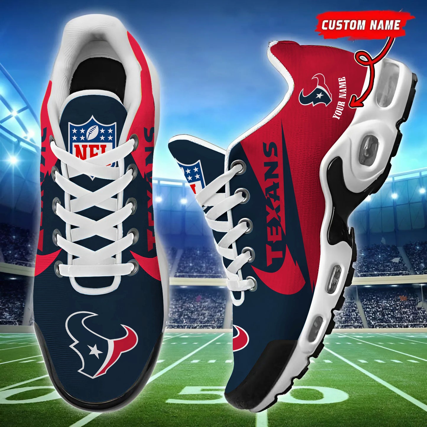 Houston Texans Personalized Custom Name Football Shoes Sports