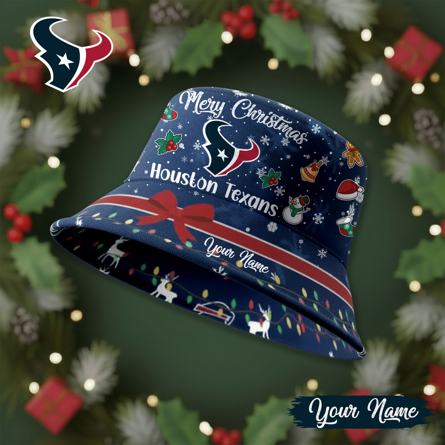 HT Premium NFL Merry Christmas Bucket Hat DDT CTND