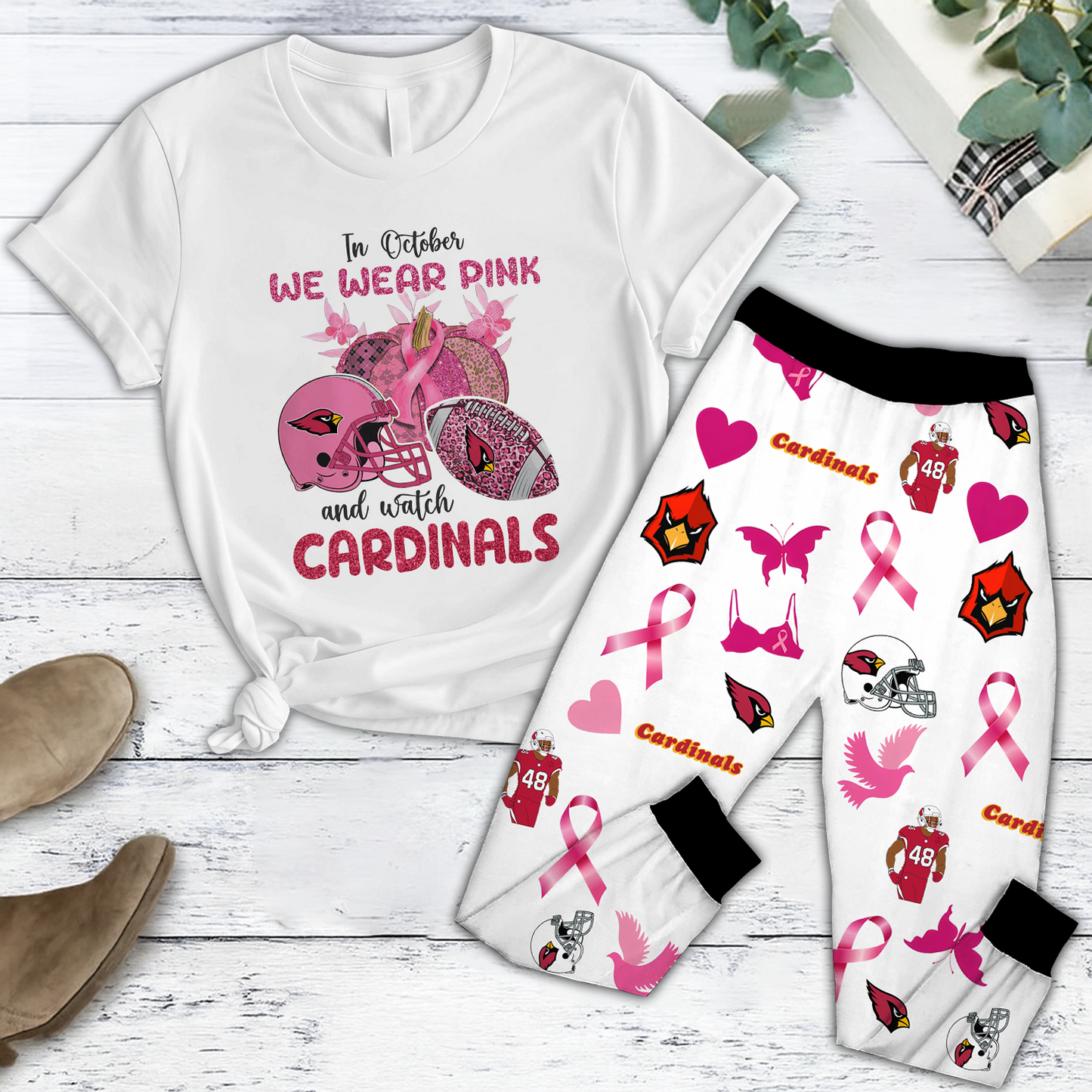 In October We Wear Pink And Watch ARI NFL Pajamas Set DatND DVT