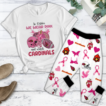 In October We Wear Pink And Watch ARI NFL Pajamas Set DatND DVT