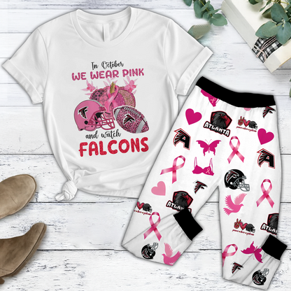 In October We Wear Pink And Watch ATL NFL Pajamas Set DatND DVT
