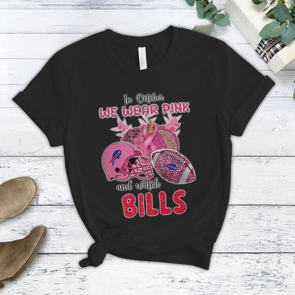 In October We Wear Pink And Watch BUF NFL Pajamas Set DatND DVT