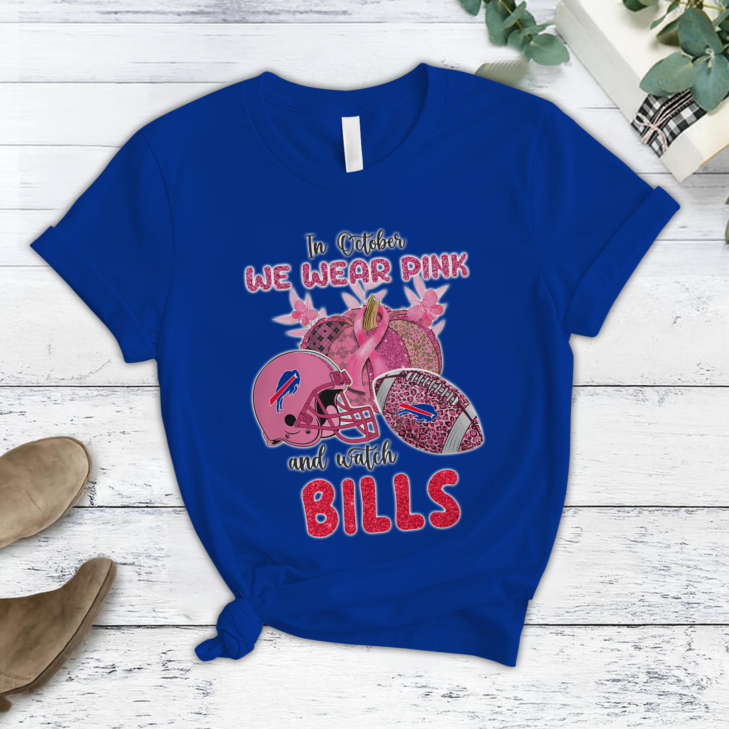 In October We Wear Pink And Watch BUF NFL Pajamas Set DatND DVT