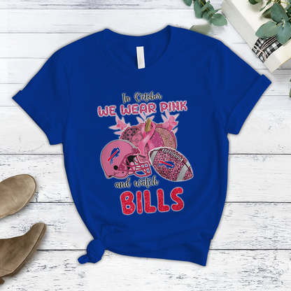 In October We Wear Pink And Watch BUF NFL Pajamas Set DatND DVT