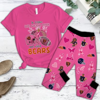 In October We Wear Pink And Watch CHI NFL Pajamas Set DatND DVT