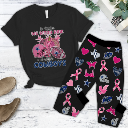 In October We Wear Pink And Watch DAL NFL Pajamas Set DatND DVT