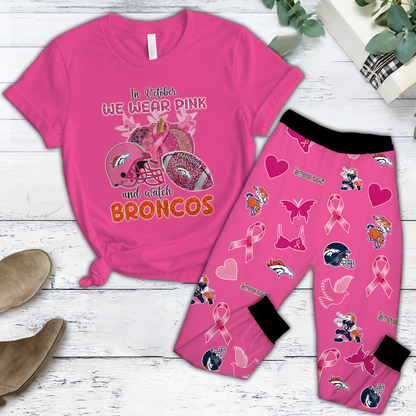 In October We Wear Pink And Watch DEN NFL Pajamas Set DatND DVT