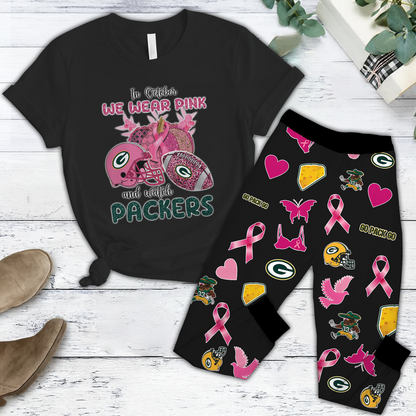 In October We Wear Pink And Watch GB NFL Pajamas Set DatND DVT