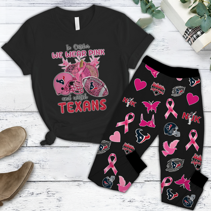In October We Wear Pink And Watch HOU NFL Pajamas Set DatND DVT