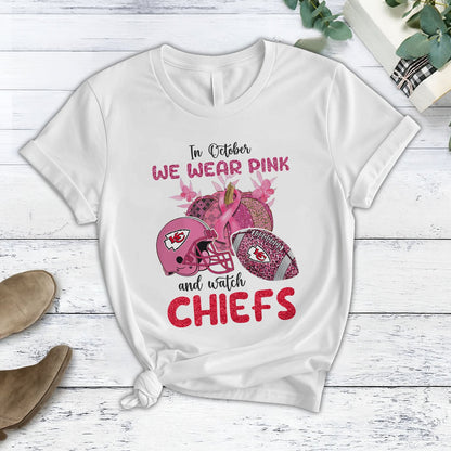 In October We Wear Pink And Watch KC NFL Pajamas Set DatND DVT