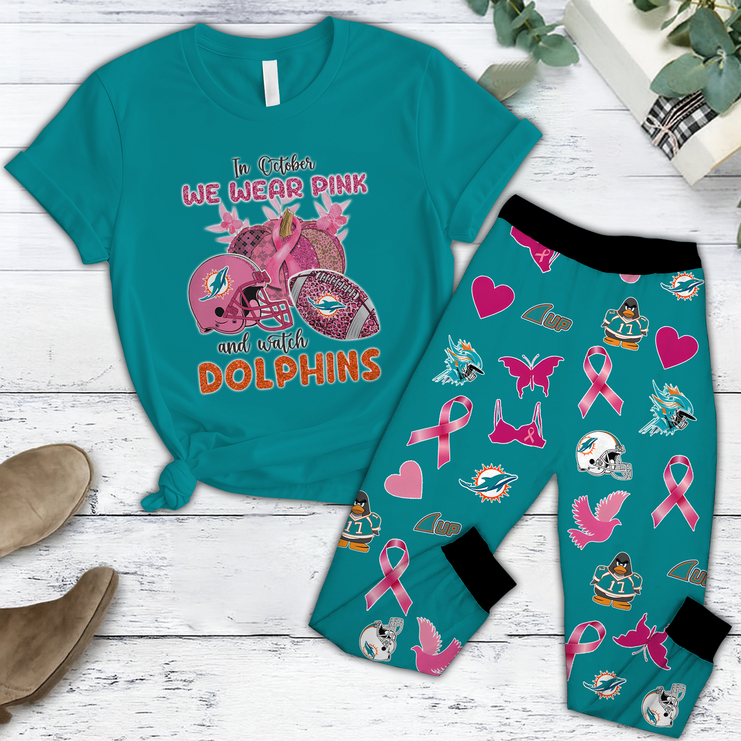 In October We Wear Pink And Watch MIA NFL Pajamas Set DatND DVT