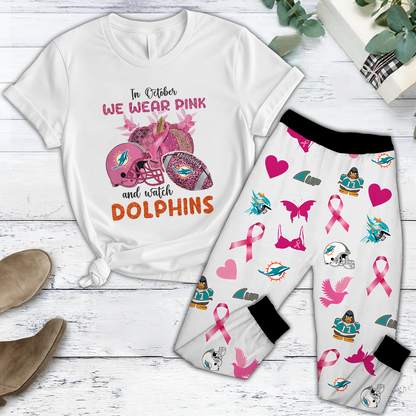 In October We Wear Pink And Watch MIA NFL Pajamas Set DatND DVT