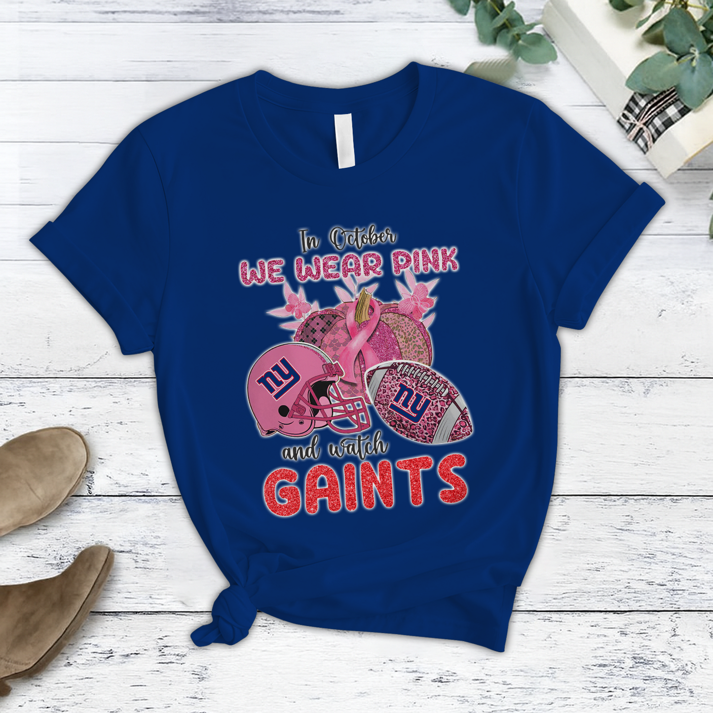 In October We Wear Pink And Watch NYG NFL Pajamas Set DatND DVT