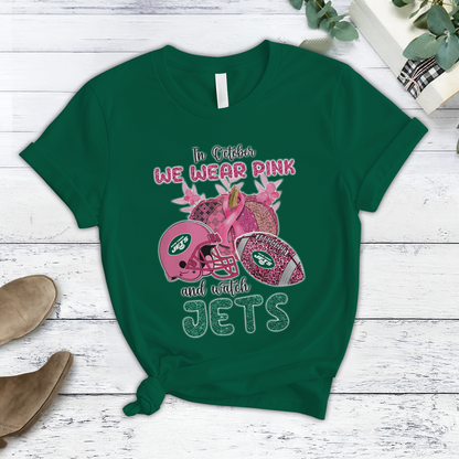In October We Wear Pink And Watch NYJ NFL Pajamas Set DatND DVT