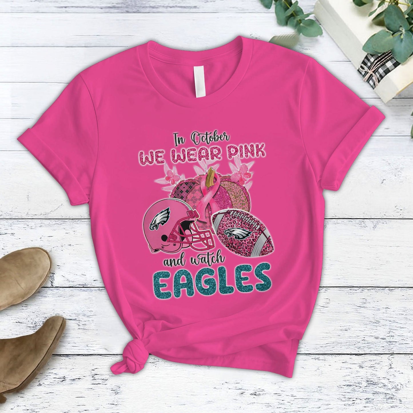 In October We Wear Pink And Watch PHI NFL Pajamas Set DatND DVT