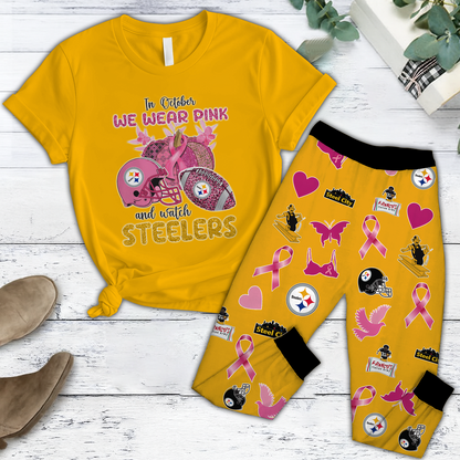 In October We Wear Pink And Watch PIT NFL Pajamas Set DatND DVT