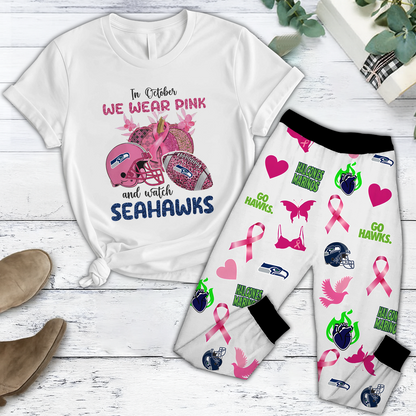 In October We Wear Pink And Watch SEA NFL Pajamas Set DatND DVT