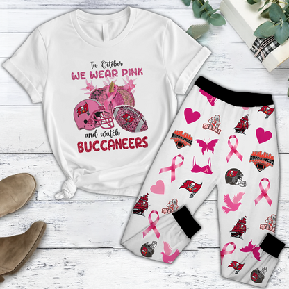 In October We Wear Pink And Watch TB NFL Pajamas Set DatND DVT