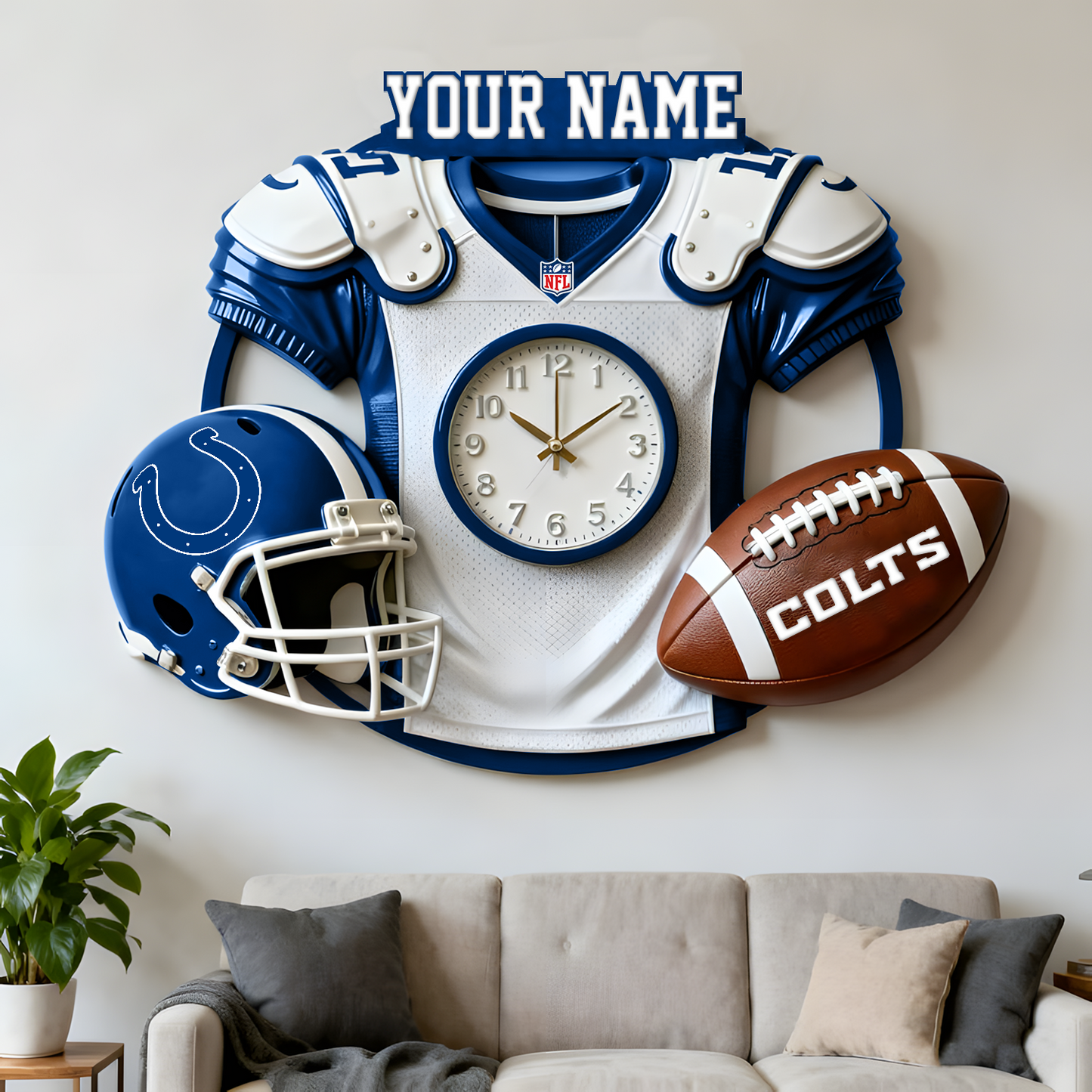 IND X NFL Jersey Sculpture Clock V1 NAK NHT