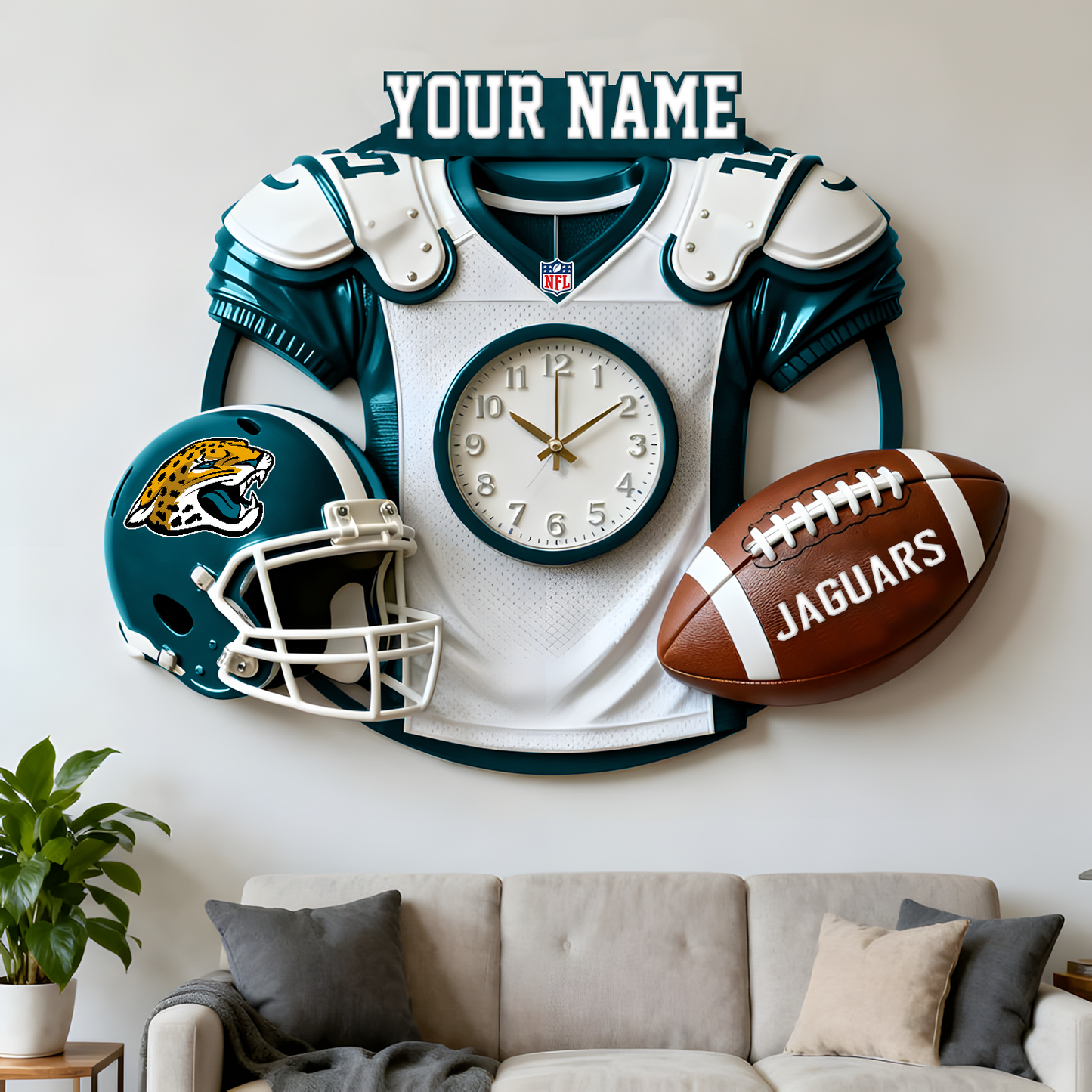 JAC X NFL Jersey Sculpture Clock V1 NAK NHT