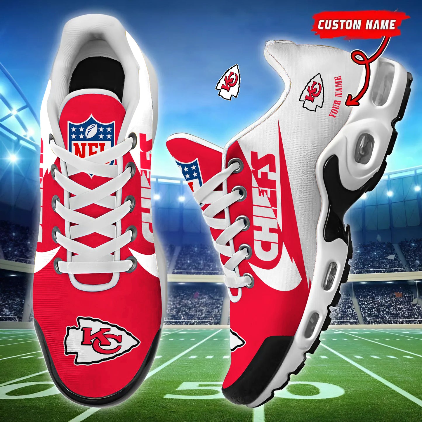 Kansas City Chiefs Personalized Custom Name Football Shoes Sports