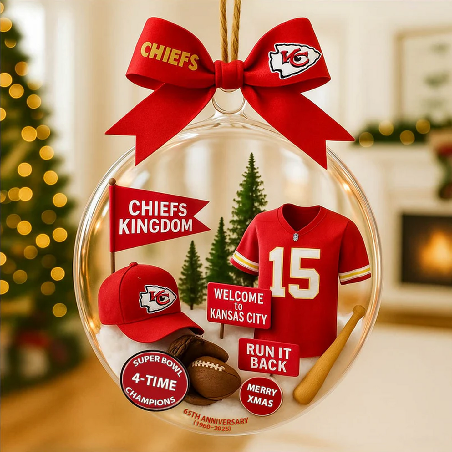 KC X NFL Baseball Team Christmas Tree and Uniform Pendant V1 NAK NHT