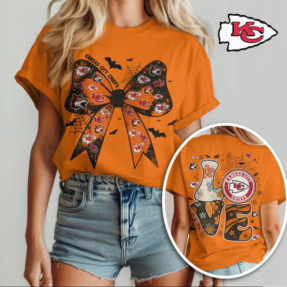 KC x NFL Halloween Bow 3D Shirt 0409 DatND DVT