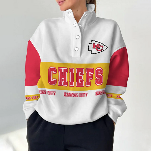 KCC x NFL Women's Retro Casual Snap Mockneck Pullover DATND TANTD