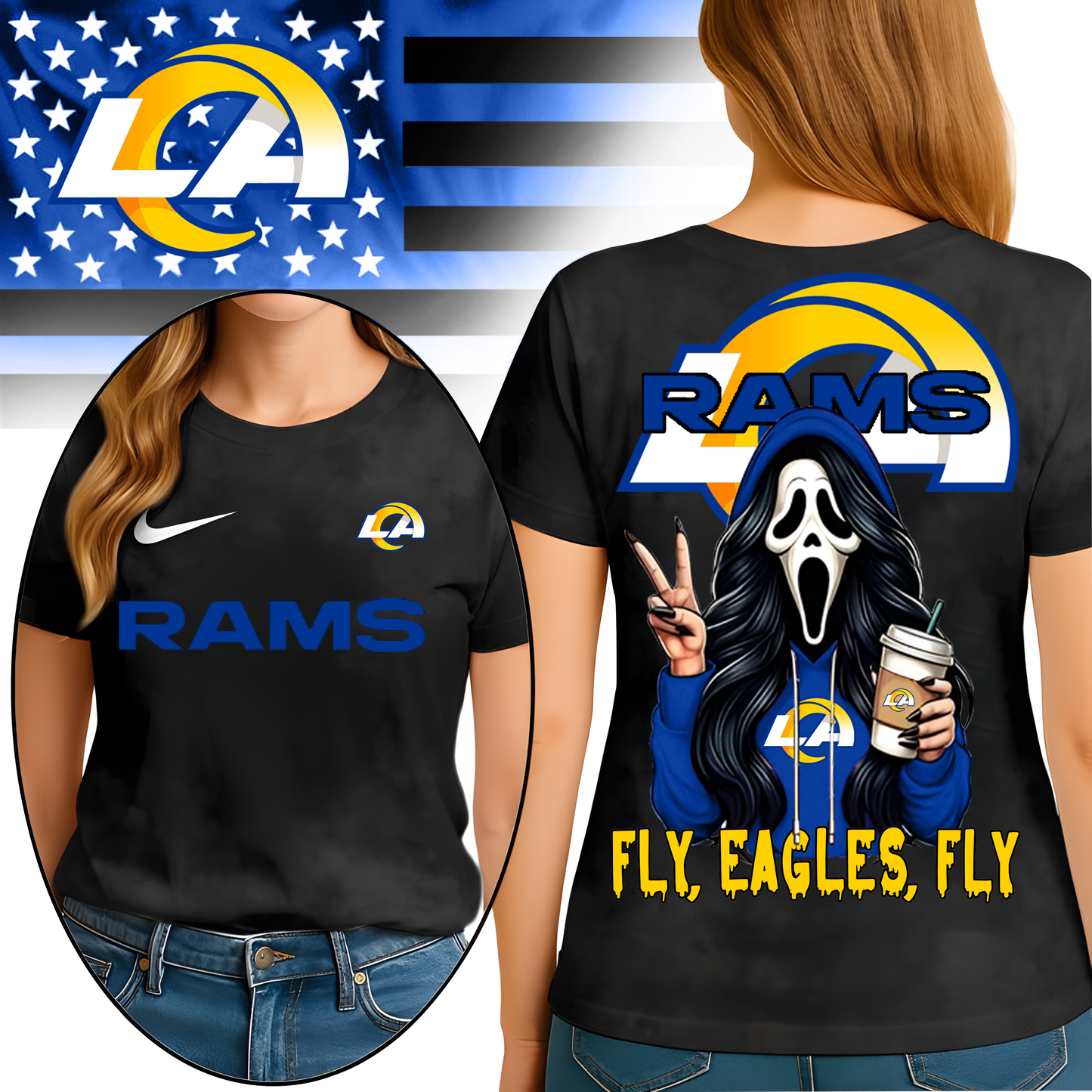 LAR Premium NFL Ghostface 3D Shirt DDT HLPHUONG