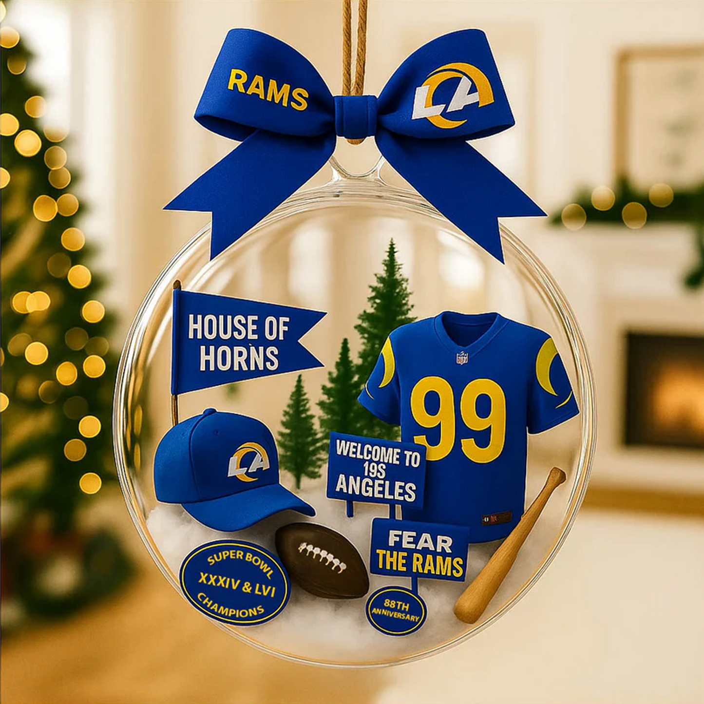 LAR X NFL Baseball Team Christmas Tree and Uniform Pendant V1 NAK NHT