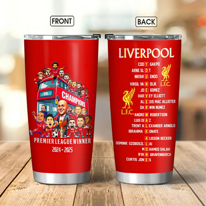 Liverpool FC Champions Premier League 20th 2025 V12 Tumbler