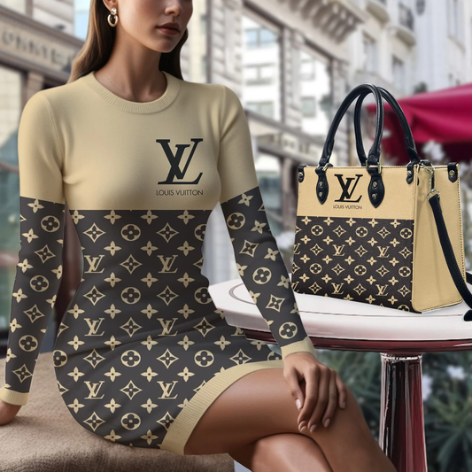 LV V15 Sweater Dress Match Luxury Handbag DDT TTV