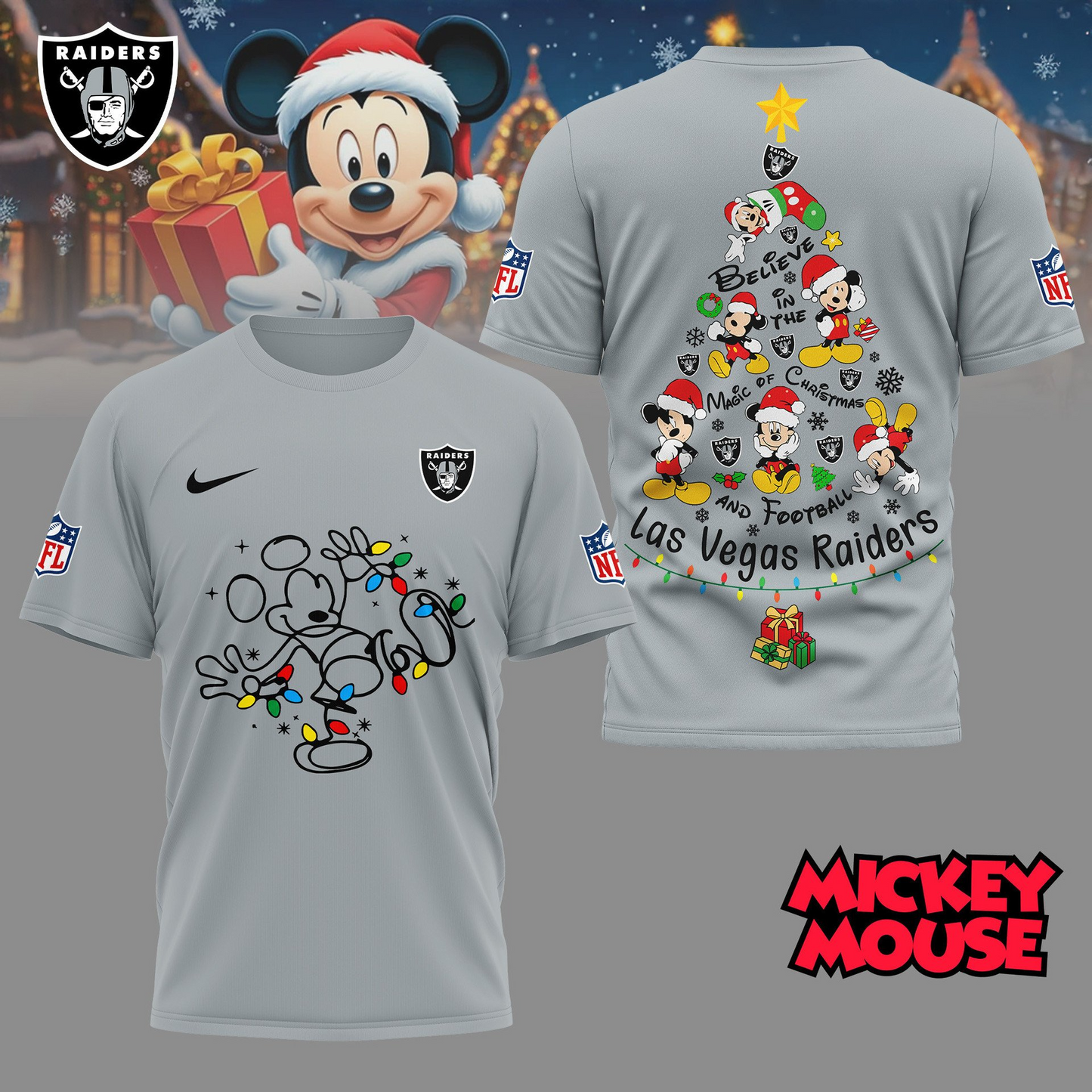 LVR Premium NFL Mickey Mouse Christmas 3D Shirt DDT CTND