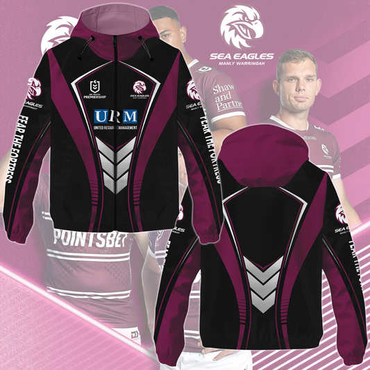 Manly Warringah Sea Eagles 14 NRL 2025 Fear The Fortress Windbreaker Jacket TM NTA V2