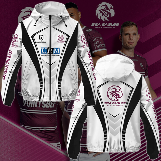 Manly Warringah Sea Eagles 21 NRL 2025 Fear The Fortress Windbreaker Jacket TM NTA V2