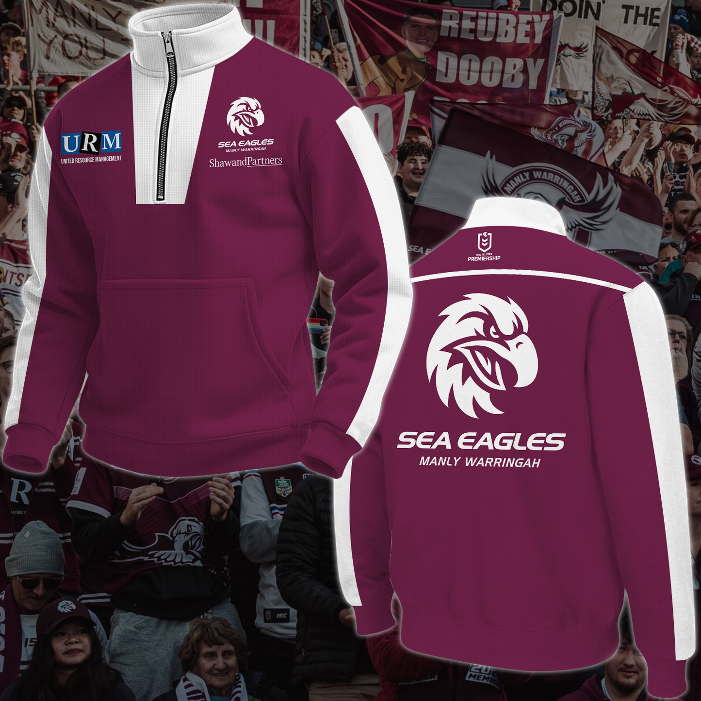 Manly Warringah Sea Eagles 5 NRL 2025 New Hoodie TM NTA V1