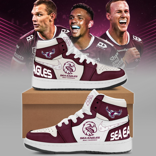 Manly Warringah Sea Eagles NRL 2025 Fear The Fortress Limited Edition A1 Shoes TM NTA V1